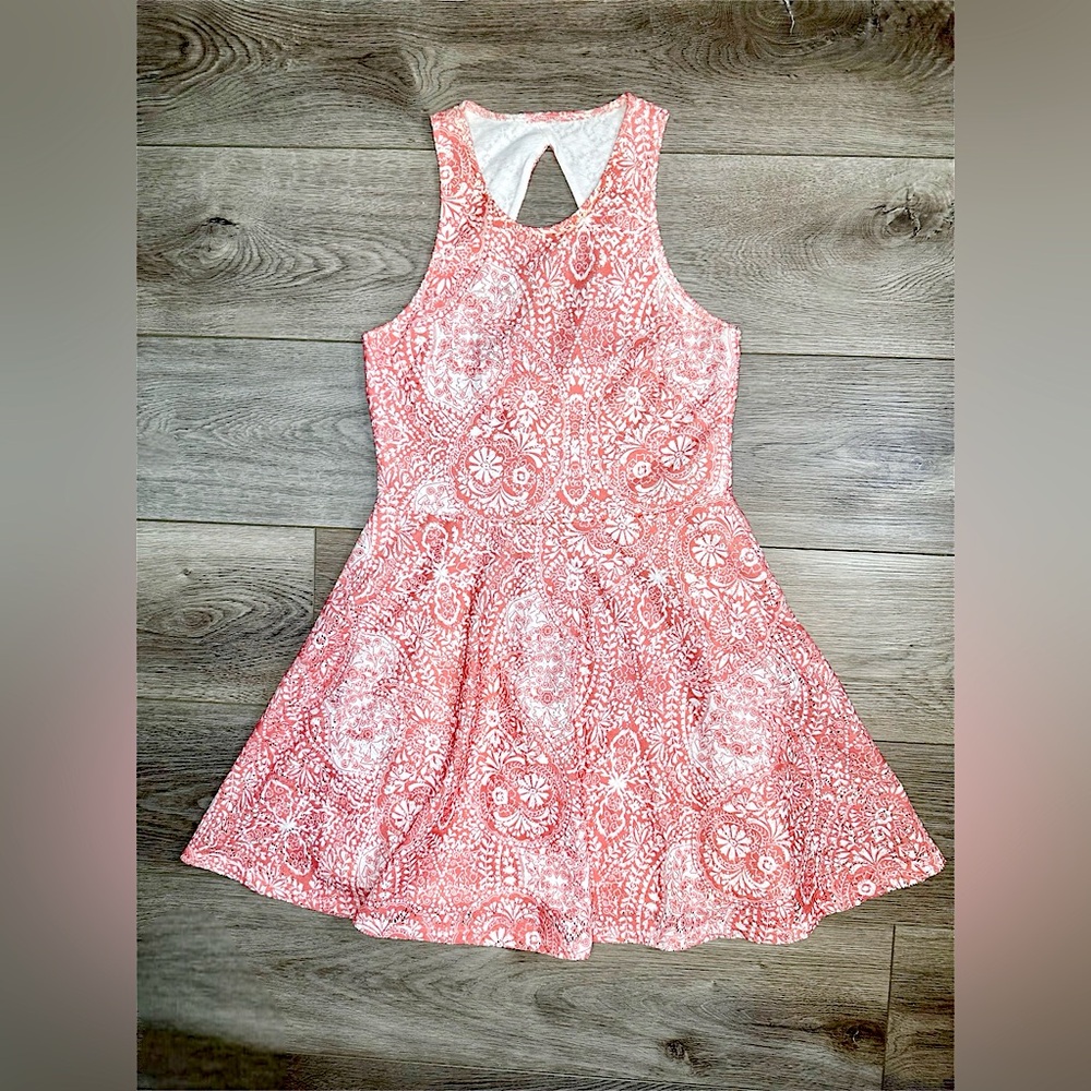 Aeropostale Dress Skater Mini Sleeveless A-Line Paisley Coral Women’s Size S